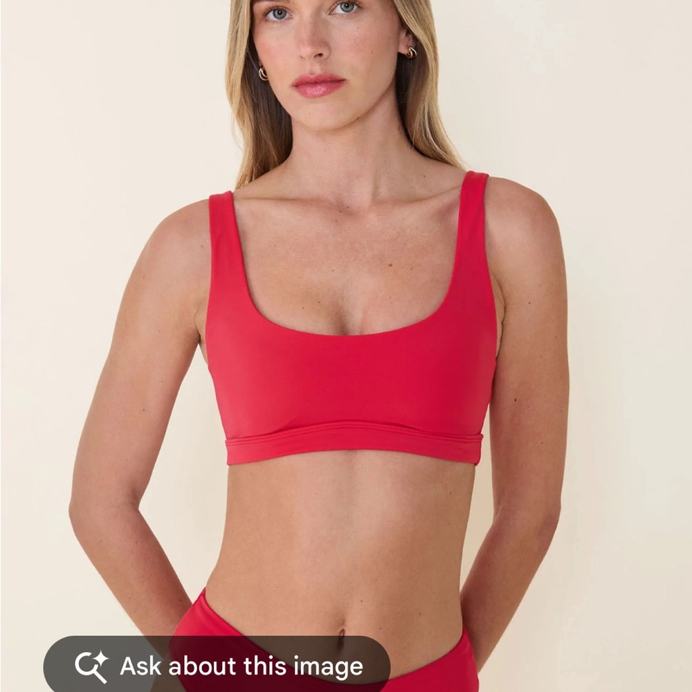 Quince ItalianTank Bikini Top in Cherry Women Size S NWT